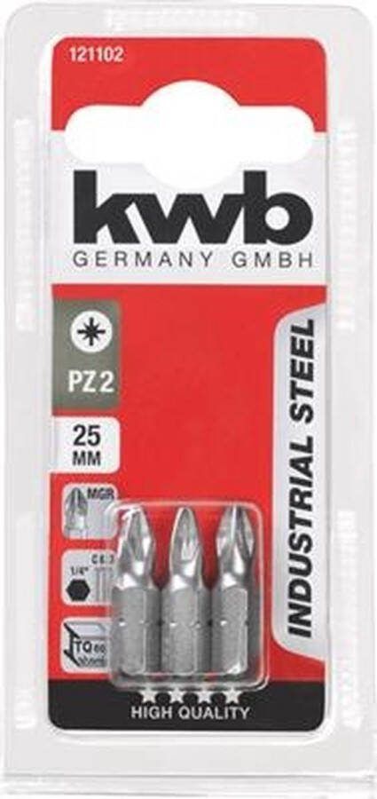 KWB Bit Pozidriv 2 25 Mm Industrial Steel 3 Stuks