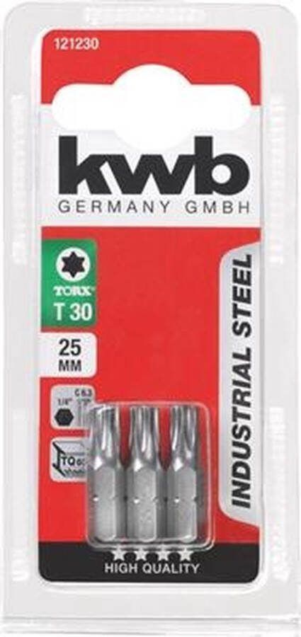 Kwb Schroefbit T30 Torx 30 1 4" Lengte 25mm 3 Stuks