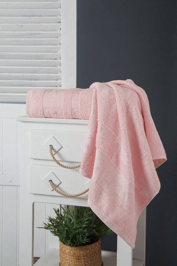 KY home and Bath -ROZE-2 delig bamboe handdoeken set 1x 50x90cm 1x 100x150cm