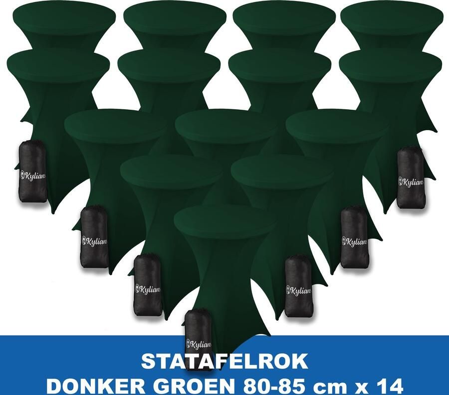 Kylians Statafelrok Donker Groen x 14 – ∅ 80-85 x 110 cm Statafelhoes met Draagtas Luxe Extra Dikke Stretch Sta Tafelrok voor Statafel – Kras- en Kreukvrije Hoes