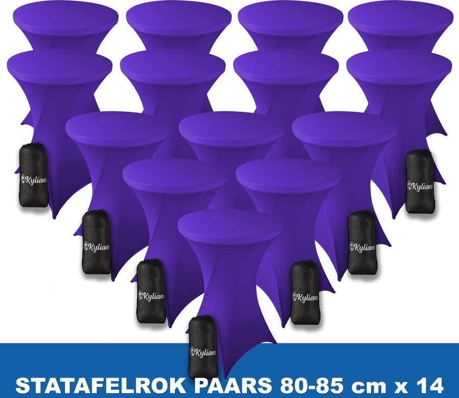 Kylians Statafelrok Paars x 14 – ∅ 80-85 x 110 cm Statafelhoes met Draagtas Luxe Extra Dikke Stretch Sta Tafelrok voor Statafel – Kras- en Kreukvrije Hoes