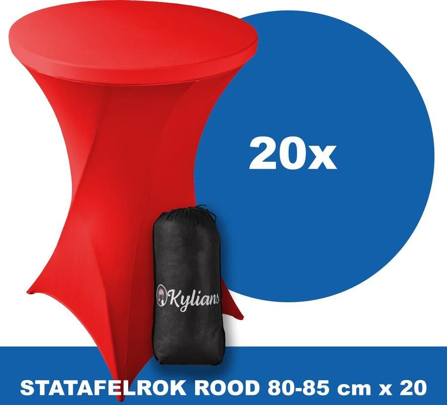 Kylians Statafelrok Rood x 20 – ∅ 80-85 x 110 cm Statafelhoes met Draagtas Luxe Extra Dikke Stretch Sta Tafelrok voor Statafel – Kras- en Kreukvrije Hoes