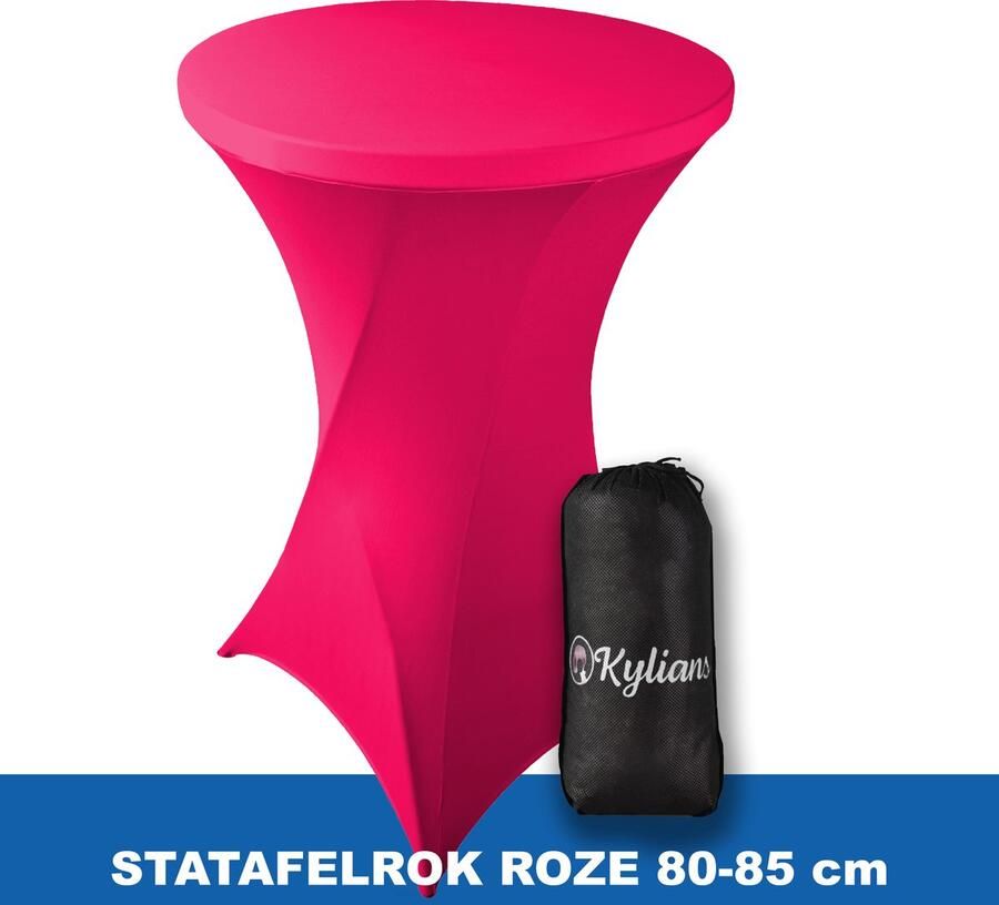 Kylians Statafelrok Roze – ∅ 80-85 x 110 cm Statafelhoes met Draagtas Luxe Extra Dikke Stretch Sta Tafelrok voor Statafel – Kras- en Kreukvrije Hoes