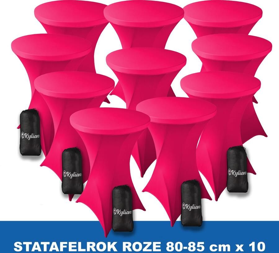 Kylians Statafelrok Roze x 10 – ∅ 80-85 x 110 cm Statafelhoes met Draagtas Luxe Extra Dikke Stretch Sta Tafelrok voor Statafel – Kras- en Kreukvrije Hoes