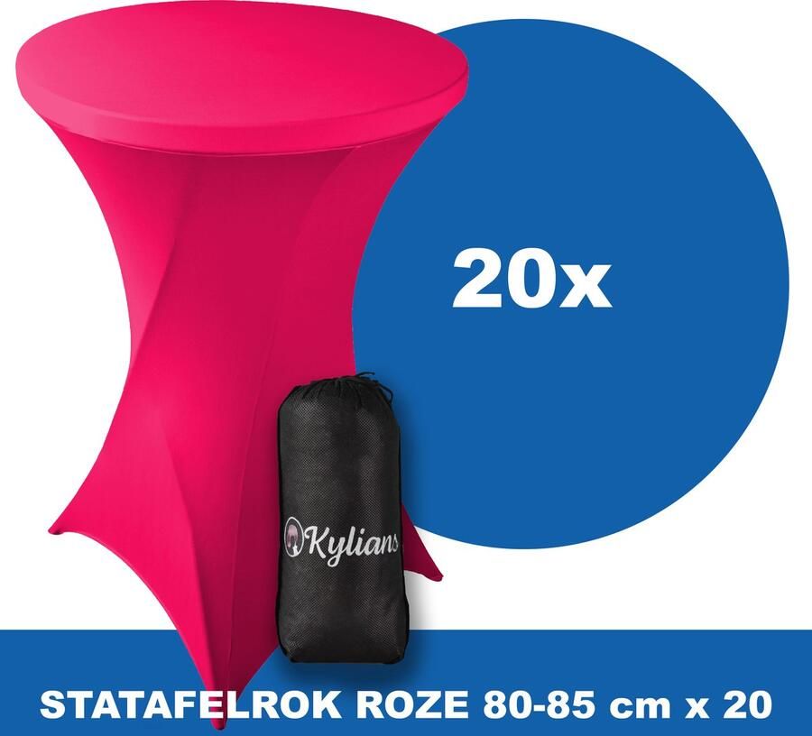 Kylians Statafelrok Roze x 20 – ∅ 80-85 x 110 cm Statafelhoes met Draagtas Luxe Extra Dikke Stretch Sta Tafelrok voor Statafel – Kras- en Kreukvrije Hoes