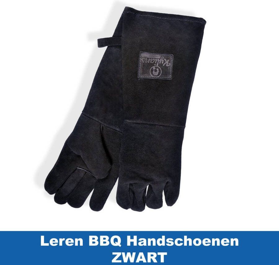 Kylians Leren Handschoenen Zwart 45 x 18 cm BBQ Handschoenen BBQ Accessoires Lederen Handschoenen BBQ Handschoen