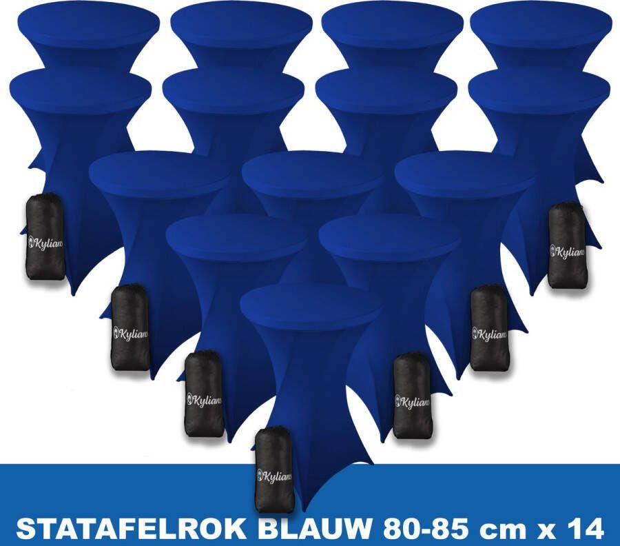Kylians Statafelrok Blauw x 14 – ∅ 80-85 x 110 cm Statafelhoes met Draagtas Luxe Extra Dikke Stretch Sta Tafelrok voor Statafel – Kras- en Kreukvrije Hoes