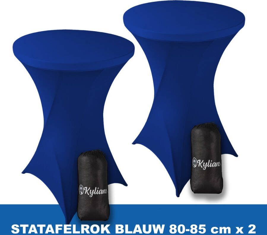Kylians Statafelrok Blauw x 2 – ∅ 80-85 x 110 cm Statafelhoes met Draagtas Luxe Extra Dikke Stretch Sta Tafelrok voor Statafel – Kras- en Kreukvrije Hoes