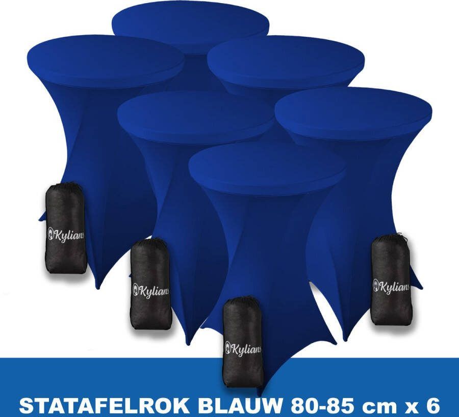 Kylians Statafelrok Blauw x 6 – ∅ 80-85 x 110 cm Statafelhoes met Draagtas Luxe Extra Dikke Stretch Sta Tafelrok voor Statafel – Kras- en Kreukvrije Hoes