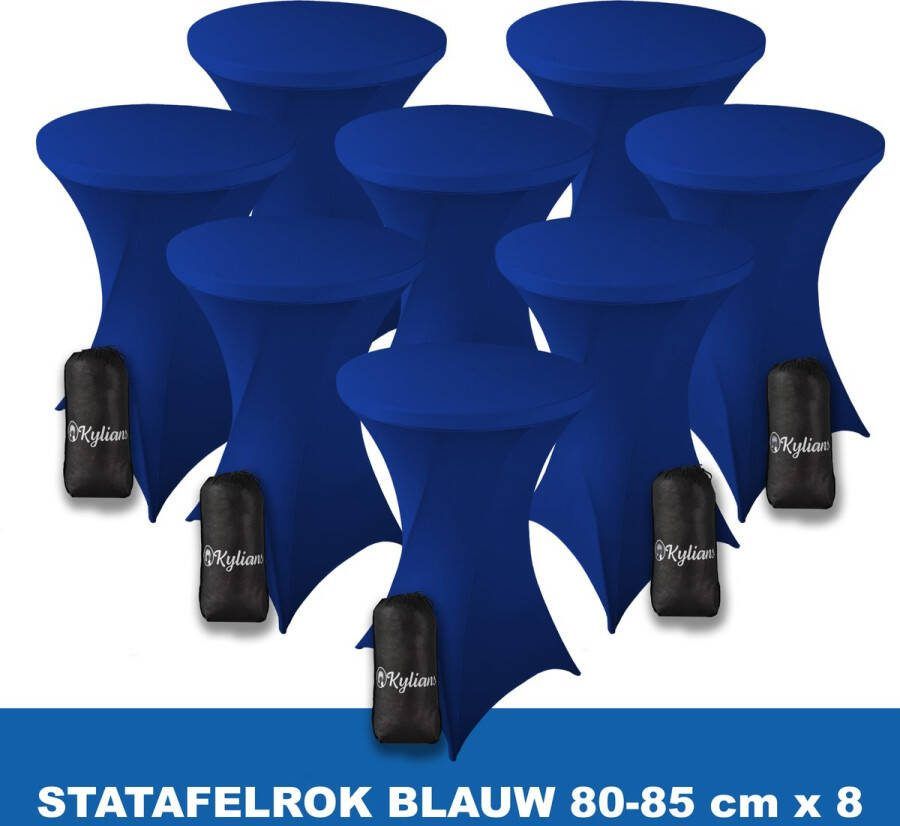 Kylians Statafelrok Blauw x 8 – ∅ 80-85 x 110 cm Statafelhoes met Draagtas Luxe Extra Dikke Stretch Sta Tafelrok voor Statafel – Kras- en Kreukvrije Hoes
