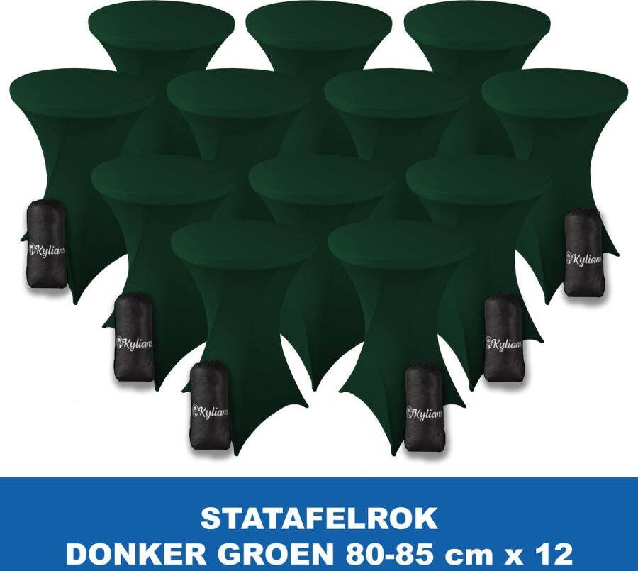Kylians Statafelrok Donker Groen x 12 – ∅ 80-85 x 110 cm Statafelhoes met Draagtas Luxe Extra Dikke Stretch Sta Tafelrok voor Statafel – Kras- en Kreukvrije Hoes