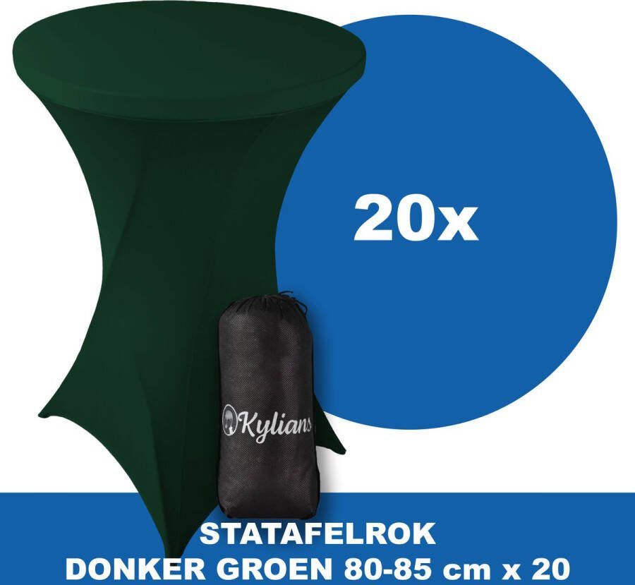Kylians Statafelrok Donker Groen x 20 – ∅ 80-85 x 110 cm Statafelhoes met Draagtas Luxe Extra Dikke Stretch Sta Tafelrok voor Statafel – Kras- en Kreukvrije Hoes