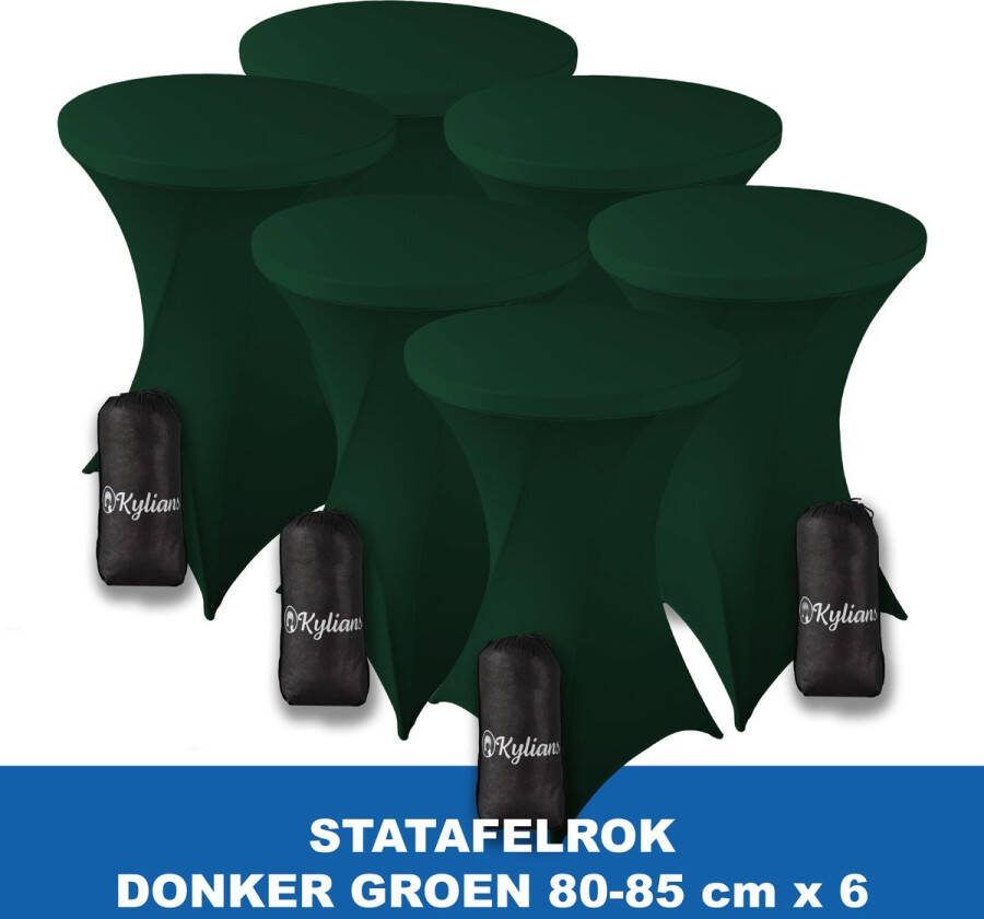Kylians Statafelrok Donker Groen x 6 – ∅ 80-85 x 110 cm Statafelhoes met Draagtas Luxe Extra Dikke Stretch Sta Tafelrok voor Statafel – Kras- en Kreukvrije Hoes