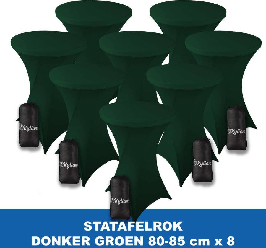 Kylians Statafelrok Donker Groen x 8 – ∅ 80-85 x 110 cm Statafelhoes met Draagtas Luxe Extra Dikke Stretch Sta Tafelrok voor Statafel – Kras- en Kreukvrije Hoes