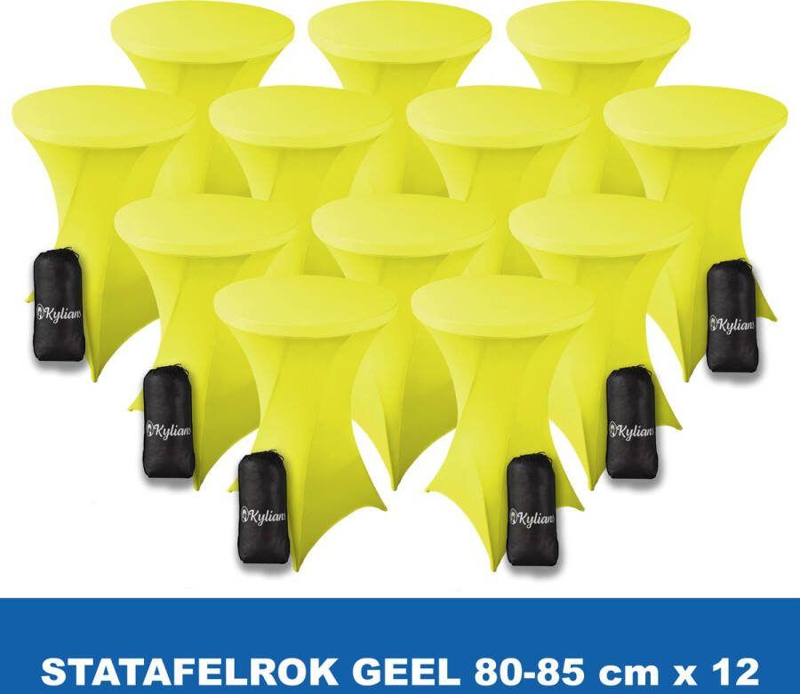 Kylians Statafelrok Geel x 12 – ∅ 80-85 x 110 cm Statafelhoes met Draagtas Luxe Extra Dikke Stretch Sta Tafelrok voor Statafel – Kras- en Kreukvrije Hoes