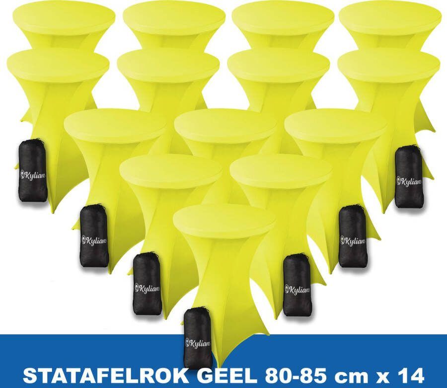 Kylians Statafelrok Geel x 14 – ∅ 80-85 x 110 cm Statafelhoes met Draagtas Luxe Extra Dikke Stretch Sta Tafelrok voor Statafel – Kras- en Kreukvrije Hoes