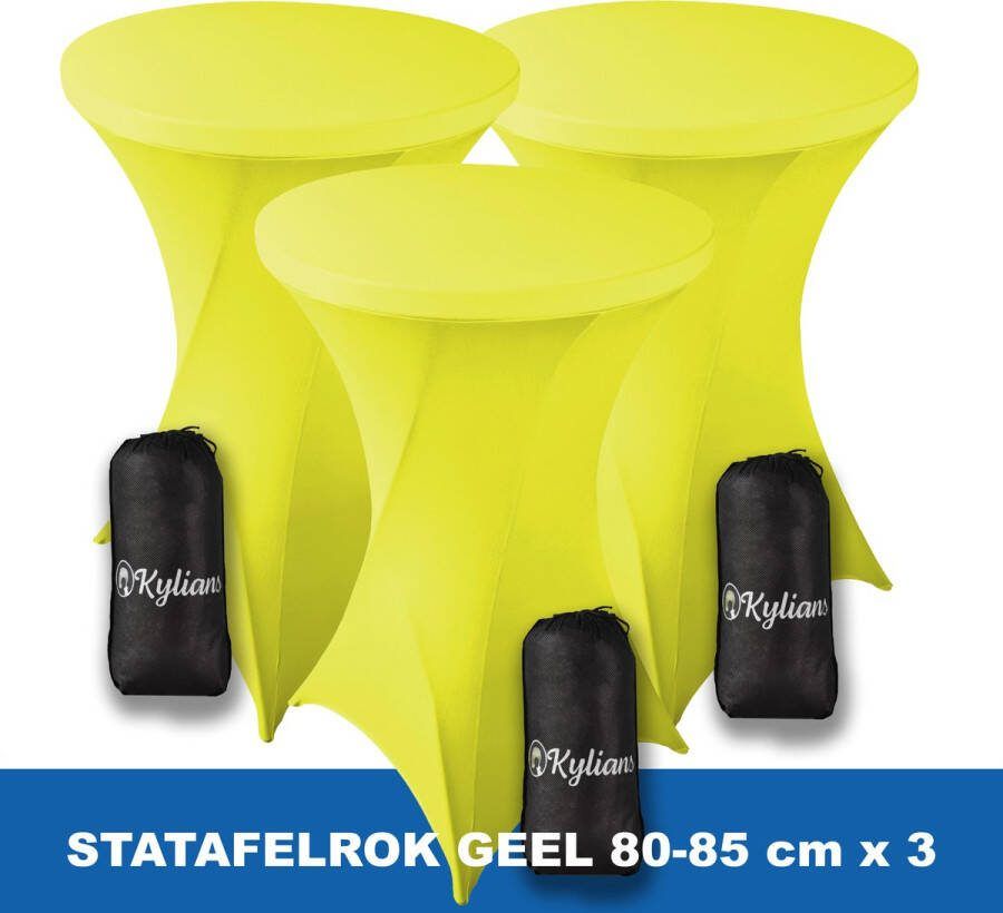Kylians Statafelrok Geel x 3 – ∅ 80-85 x 110 cm Statafelhoes met Draagtas Luxe Extra Dikke Stretch Sta Tafelrok voor Statafel – Kras- en Kreukvrije Hoes
