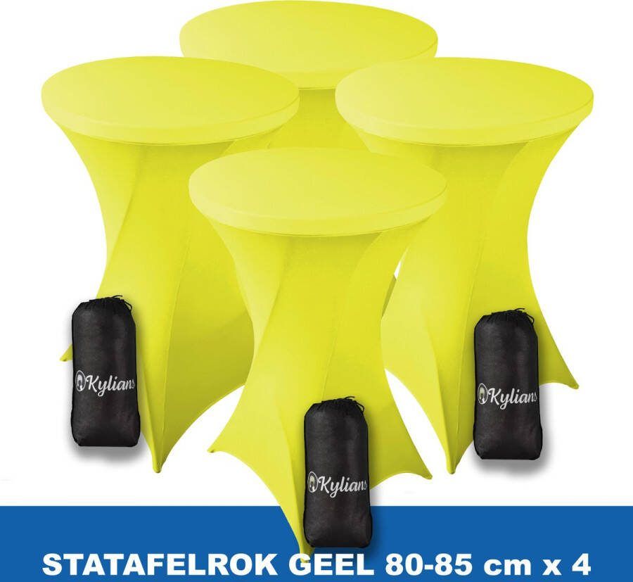 Kylians Statafelrok Geel x 4 – ∅ 80-85 x 110 cm Statafelhoes met Draagtas Luxe Extra Dikke Stretch Sta Tafelrok voor Statafel – Kras- en Kreukvrije Hoes