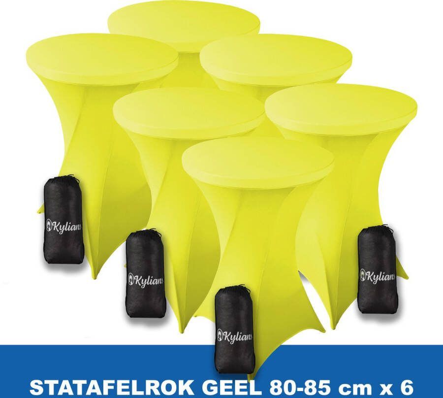 Kylians Statafelrok Geel x 6 – ∅ 80-85 x 110 cm Statafelhoes met Draagtas Luxe Extra Dikke Stretch Sta Tafelrok voor Statafel – Kras- en Kreukvrije Hoes