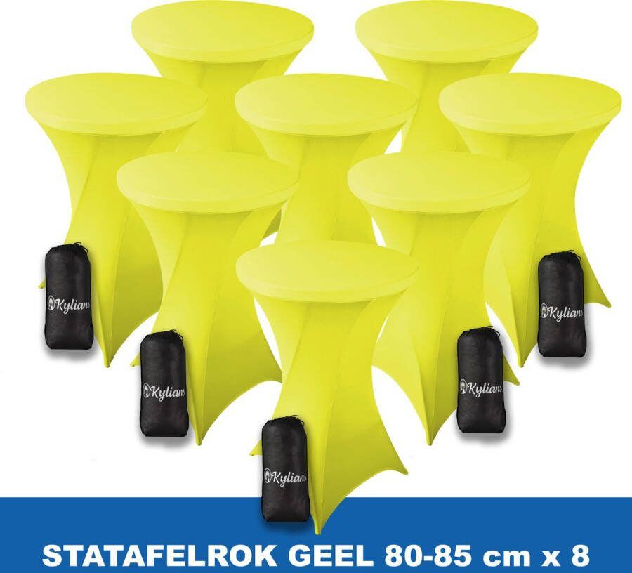 Kylians Statafelrok Geel x 8 – ∅ 80-85 x 110 cm Statafelhoes met Draagtas Luxe Extra Dikke Stretch Sta Tafelrok voor Statafel – Kras- en Kreukvrije Hoes