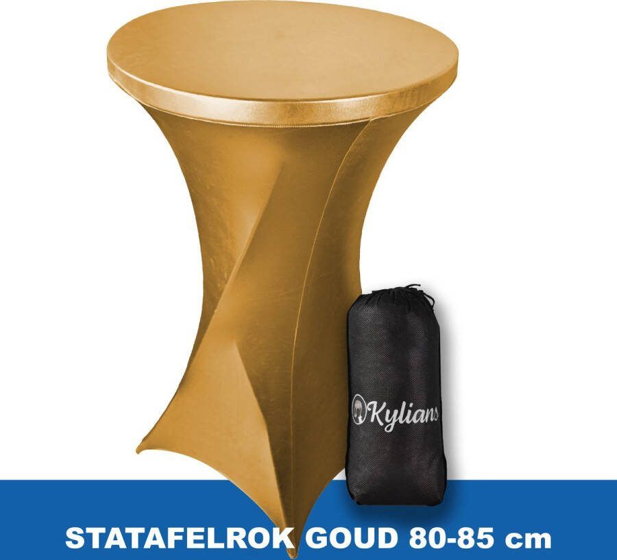Kylians Statafelrok Goud – ∅ 80-85 x 110 cm Statafelhoes met Draagtas Luxe Extra Dikke Stretch Sta Tafelrok voor Statafel – Kras- en Kreukvrije Hoes