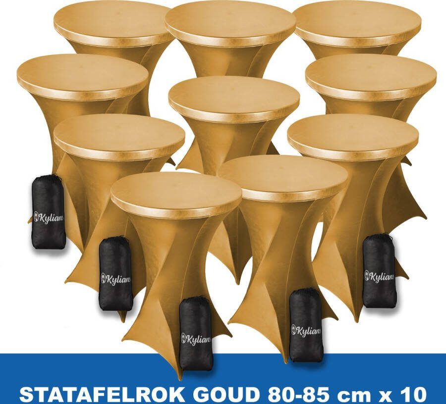 Kylians Statafelrok Goud x 10 – ∅ 80-85 x 110 cm Statafelhoes met Draagtas Luxe Extra Dikke Stretch Sta Tafelrok voor Statafel – Kras- en Kreukvrije Hoes