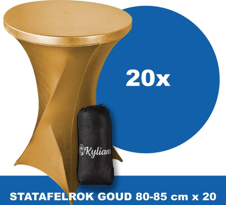Kylians Statafelrok Goud x 20 – ∅ 80-85 x 110 cm Statafelhoes met Draagtas Luxe Extra Dikke Stretch Sta Tafelrok voor Statafel – Kras- en Kreukvrije Hoes