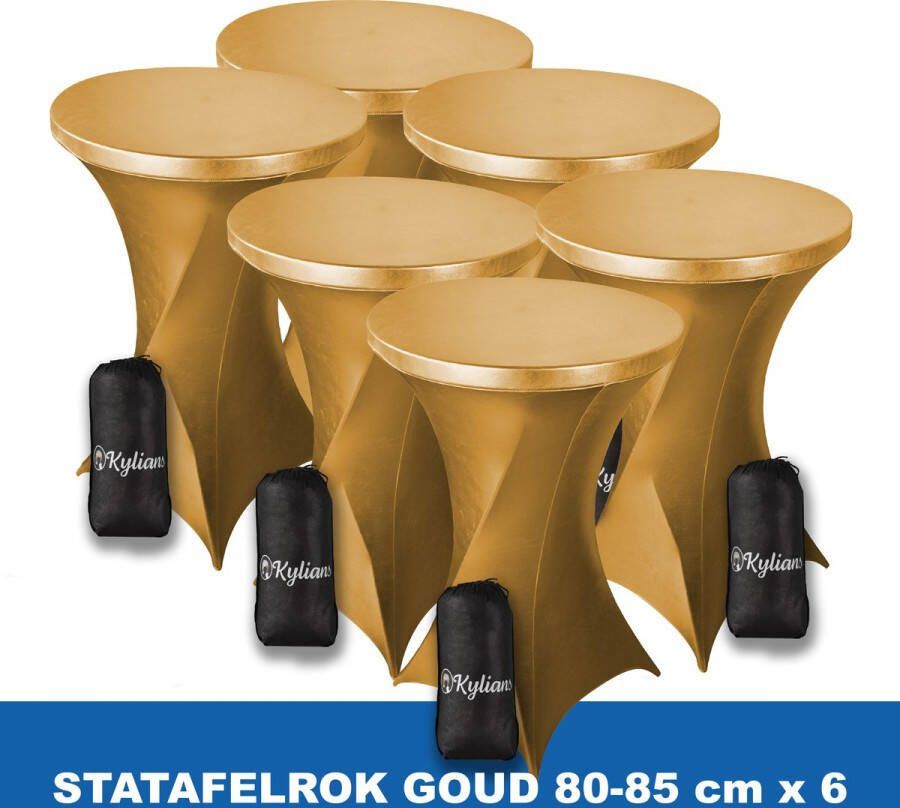 Kylians Statafelrok Goud x 6 – ∅ 80-85 x 110 cm Statafelhoes met Draagtas Luxe Extra Dikke Stretch Sta Tafelrok voor Statafel – Kras- en Kreukvrije Hoes