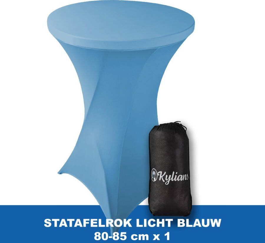 Kylians Statafelrok Licht Blauw – ∅ 80-85 x 110 cm Statafelhoes met Draagtas Luxe Extra Dikke Stretch Sta Tafelrok voor Statafel – Kras- en Kreukvrije Hoes