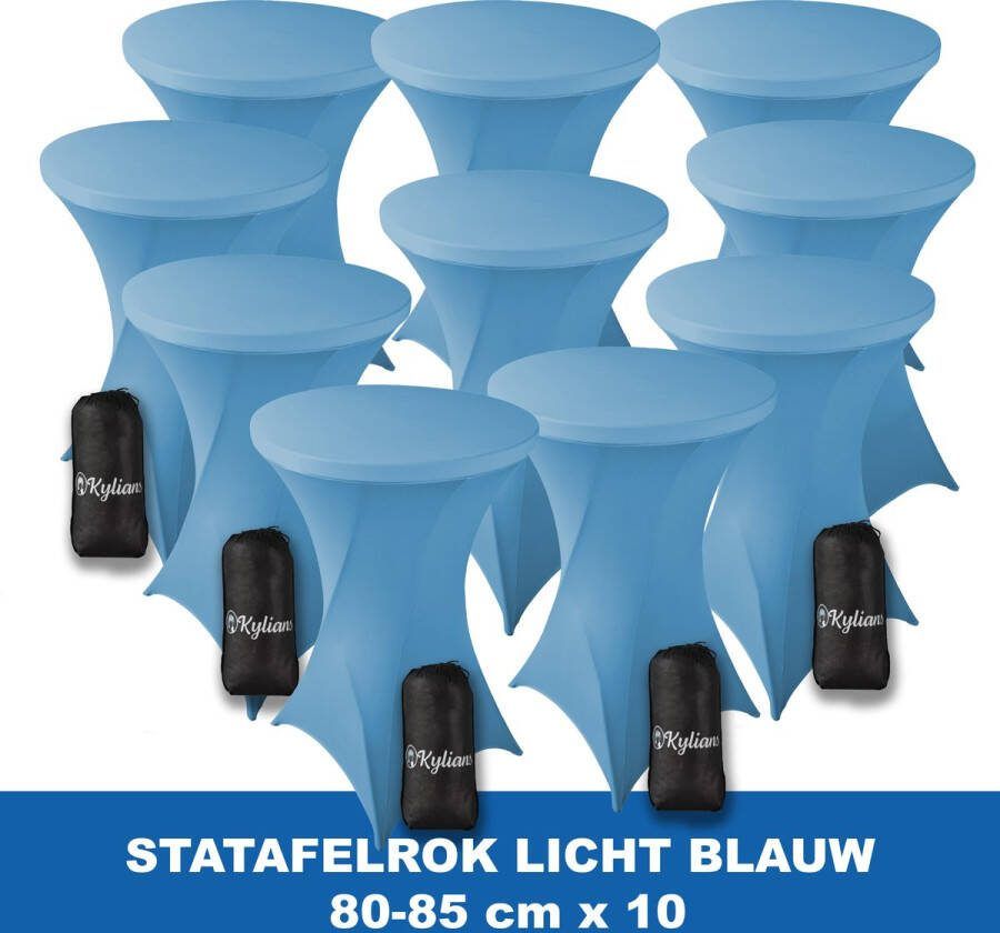 Kylians Statafelrok Licht Blauw x 10 – ∅ 80-85 x 110 cm Statafelhoes met Draagtas Luxe Extra Dikke Stretch Sta Tafelrok voor Statafel – Kras- en Kreukvrije Hoes