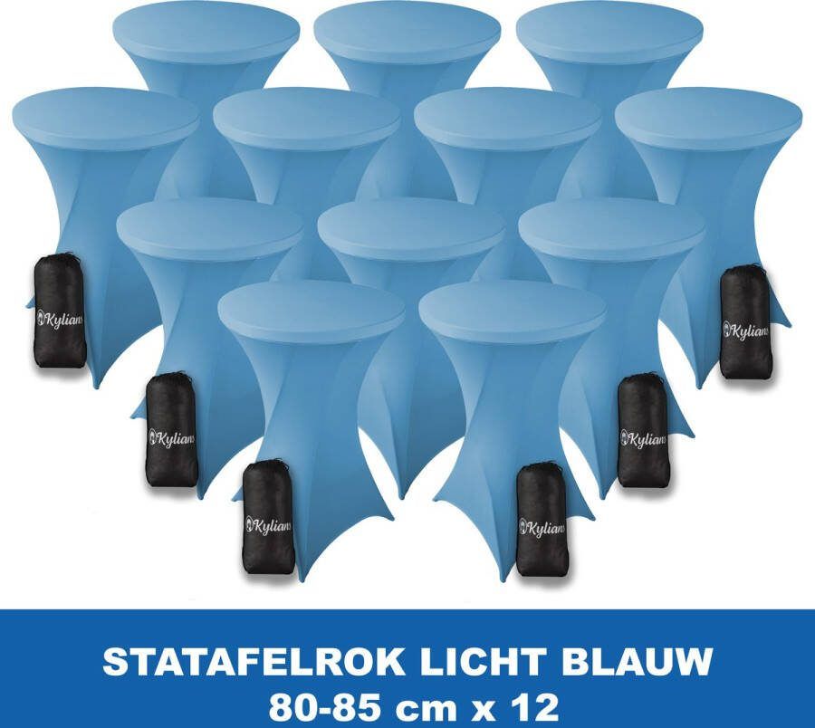 Kylians Statafelrok Licht Blauw x 12 – ∅ 80-85 x 110 cm Statafelhoes met Draagtas Luxe Extra Dikke Stretch Sta Tafelrok voor Statafel – Kras- en Kreukvrije Hoes