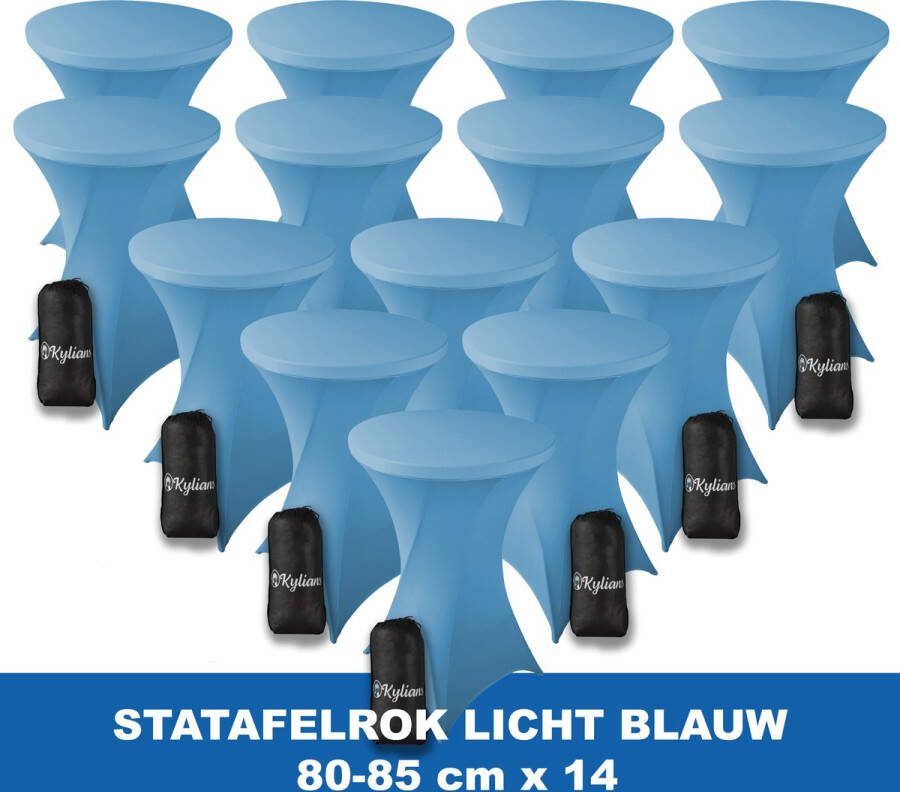 Kylians Statafelrok Licht Blauw x 14 – ∅ 80-85 x 110 cm Statafelhoes met Draagtas Luxe Extra Dikke Stretch Sta Tafelrok voor Statafel – Kras- en Kreukvrije Hoes