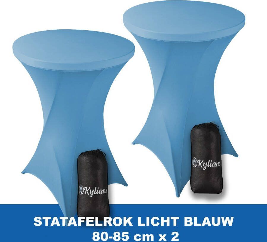 Kylians Statafelrok Licht Blauw x 2 – ∅ 80-85 x 110 cm Statafelhoes met Draagtas Luxe Extra Dikke Stretch Sta Tafelrok voor Statafel – Kras- en Kreukvrije Hoes