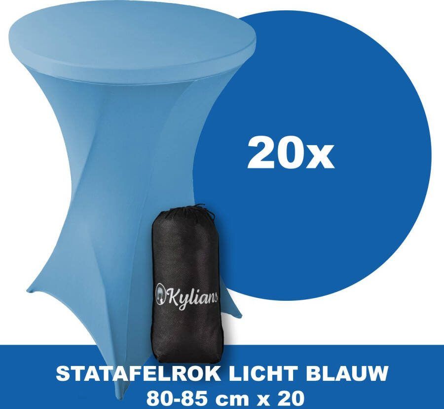 Kylians Statafelrok Licht Blauw x 20 – ∅ 80-85 x 110 cm Statafelhoes met Draagtas Luxe Extra Dikke Stretch Sta Tafelrok voor Statafel – Kras- en Kreukvrije Hoes
