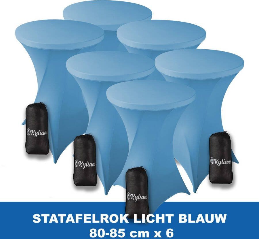 Kylians Statafelrok Licht Blauw x 6 – ∅ 80-85 x 110 cm Statafelhoes met Draagtas Luxe Extra Dikke Stretch Sta Tafelrok voor Statafel – Kras- en Kreukvrije Hoes