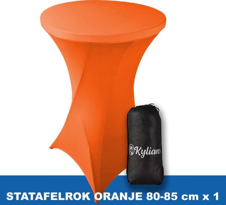 Kylians Statafelrok Oranje – ∅ 80-85 x 110 cm Statafelhoes met Draagtas Luxe Extra Dikke Stretch Sta Tafelrok voor Statafel – Kras- en Kreukvrije Hoes