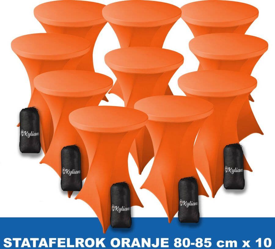 Kylians Statafelrok Oranje x 10 – ∅ 80-85 x 110 cm Statafelhoes met Draagtas Luxe Extra Dikke Stretch Sta Tafelrok voor Statafel – Kras- en Kreukvrije Hoes