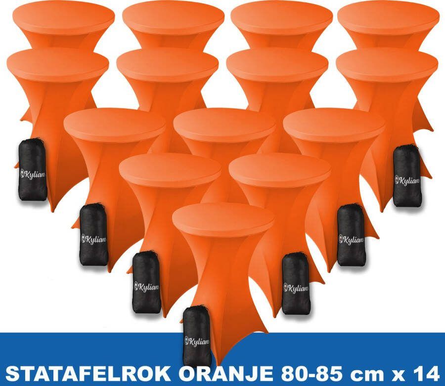 Kylians Statafelrok Oranje x 14 – ∅ 80-85 x 110 cm Statafelhoes met Draagtas Luxe Extra Dikke Stretch Sta Tafelrok voor Statafel – Kras- en Kreukvrije Hoes