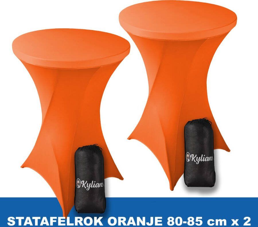 Kylians Statafelrok Oranje x 2 – ∅ 80-85 x 110 cm Statafelhoes met Draagtas Luxe Extra Dikke Stretch Sta Tafelrok voor Statafel – Kras- en Kreukvrije Hoes