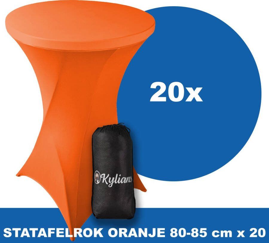 Kylians Statafelrok Oranje x 20 – ∅ 80-85 x 110 cm Statafelhoes met Draagtas Luxe Extra Dikke Stretch Sta Tafelrok voor Statafel – Kras- en Kreukvrije Hoes