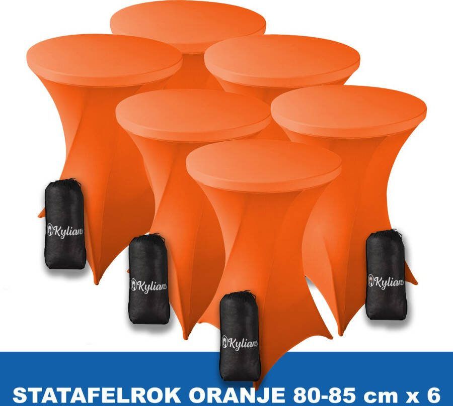 Kylians Statafelrok Oranje x 6 – ∅ 80-85 x 110 cm Statafelhoes met Draagtas Luxe Extra Dikke Stretch Sta Tafelrok voor Statafel – Kras- en Kreukvrije Hoes