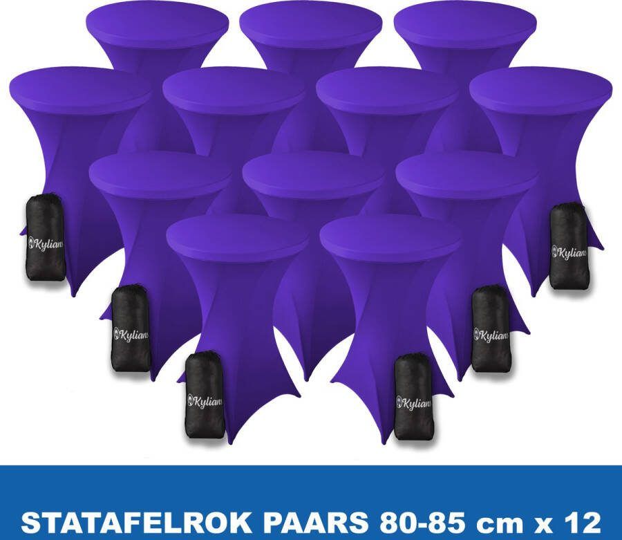 Kylians Statafelrok Paars x 12 – ∅ 80-85 x 110 cm Statafelhoes met Draagtas Luxe Extra Dikke Stretch Sta Tafelrok voor Statafel – Kras- en Kreukvrije Hoes