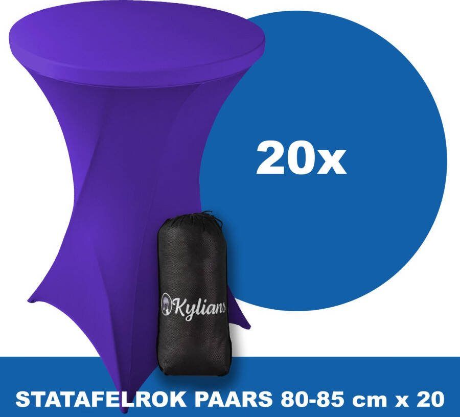 Kylians Statafelrok Paars x 20 – ∅ 80-85 x 110 cm Statafelhoes met Draagtas Luxe Extra Dikke Stretch Sta Tafelrok voor Statafel – Kras- en Kreukvrije Hoes