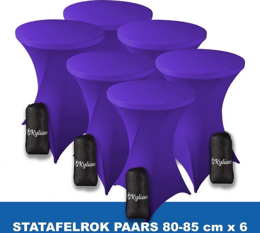 Kylians Statafelrok Paars x 6 – ∅ 80-85 x 110 cm Statafelhoes met Draagtas Luxe Extra Dikke Stretch Sta Tafelrok voor Statafel – Kras- en Kreukvrije Hoes