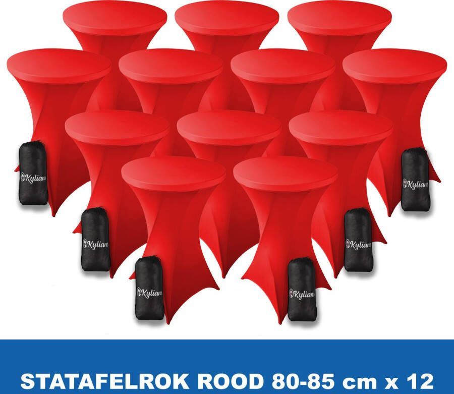 Kylians Statafelrok Rood x 12 – ∅ 80-85 x 110 cm Statafelhoes met Draagtas Luxe Extra Dikke Stretch Sta Tafelrok voor Statafel – Kras- en Kreukvrije Hoes