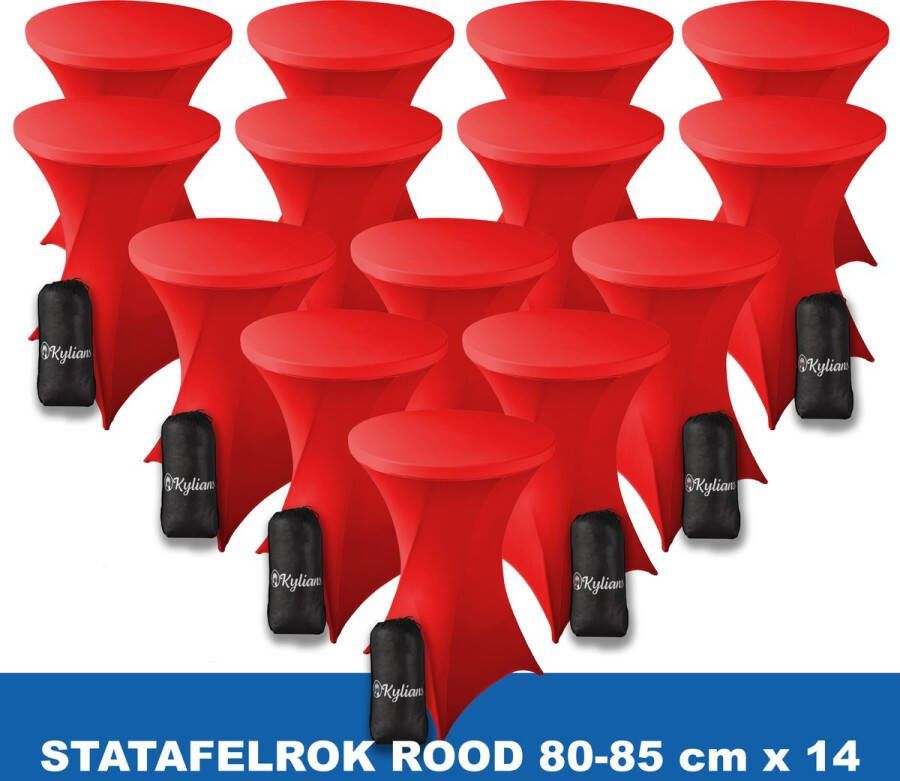 Kylians Statafelrok Rood x 14 – ∅ 80-85 x 110 cm Statafelhoes met Draagtas Luxe Extra Dikke Stretch Sta Tafelrok voor Statafel – Kras- en Kreukvrije Hoes