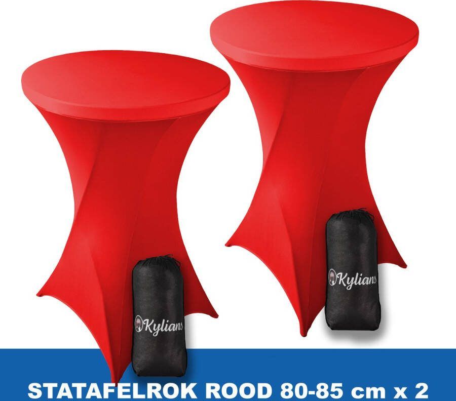 Kylians Statafelrok Rood x 2 – ∅ 80-85 x 110 cm Statafelhoes met Draagtas Luxe Extra Dikke Stretch Sta Tafelrok voor Statafel – Kras- en Kreukvrije Hoes