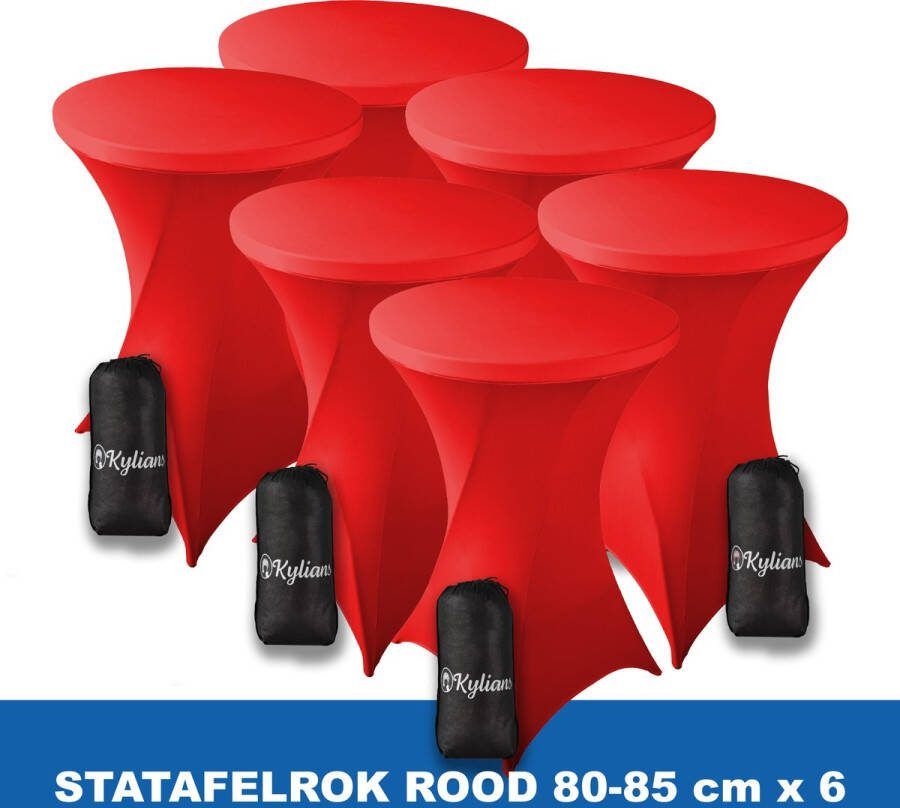 Kylians Statafelrok Rood x 6 – ∅ 80-85 x 110 cm Statafelhoes met Draagtas Luxe Extra Dikke Stretch Sta Tafelrok voor Statafel – Kras- en Kreukvrije Hoes