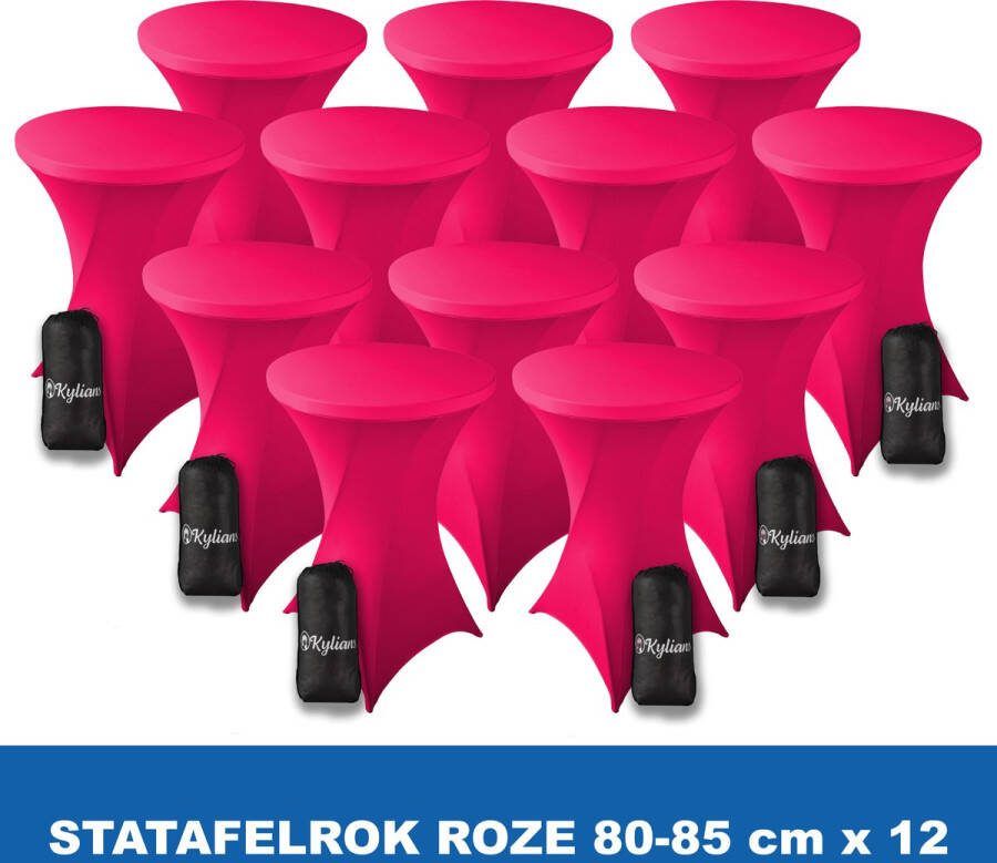 Kylians Statafelrok Roze x 12 – ∅ 80-85 x 110 cm Statafelhoes met Draagtas Luxe Extra Dikke Stretch Sta Tafelrok voor Statafel – Kras- en Kreukvrije Hoes