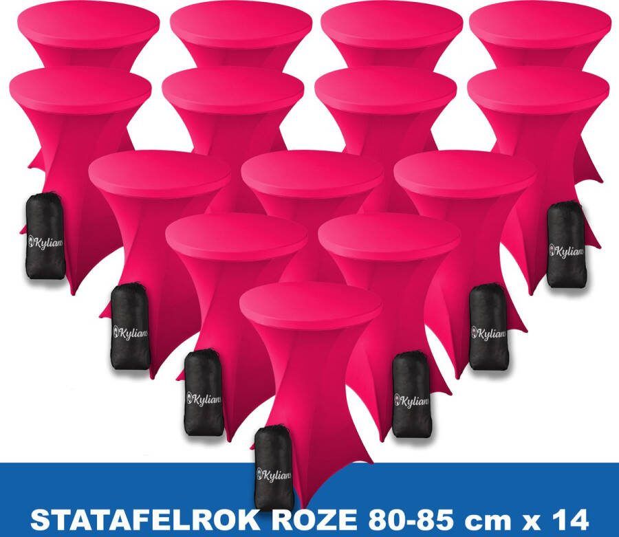 Kylians Statafelrok Roze x 14 – ∅ 80-85 x 110 cm Statafelhoes met Draagtas Luxe Extra Dikke Stretch Sta Tafelrok voor Statafel – Kras- en Kreukvrije Hoes